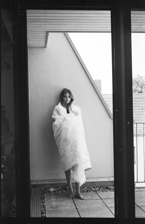 Constanze Saemann wrapped in blanket by Ryan Brabazon