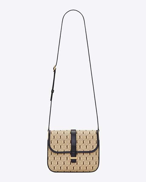 Saint Laurent Monogram All Over Tote In Canvas And Smooth Leather