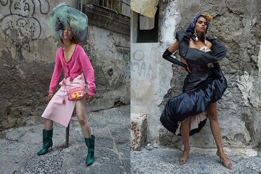 Looks from Vivienne Westwood's spring 2022 collection. Photo Credit Vogue  Runway - University of Fashion Blog