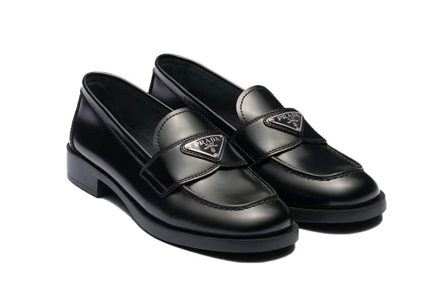PRADA Unlined Brushed Leather Loafers