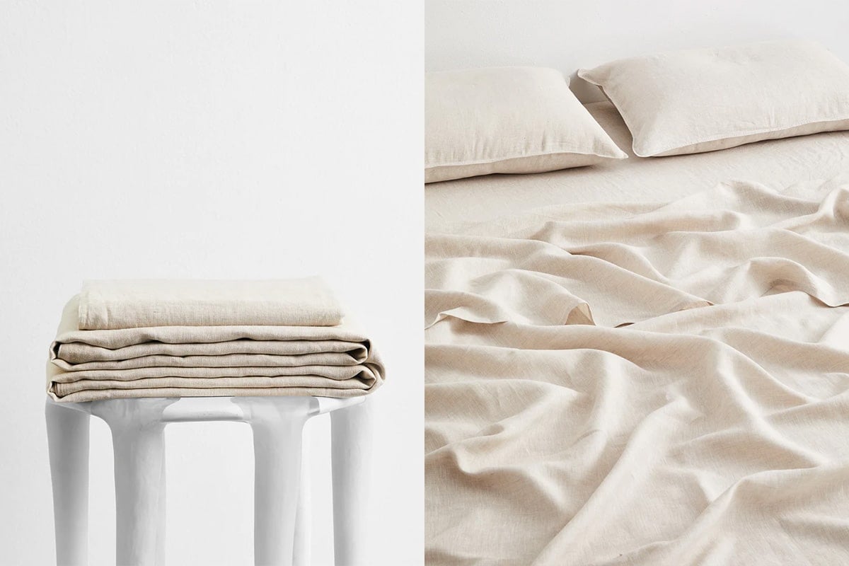 BED THREADS Oatmeal 100% Flax Linen Sheet Set